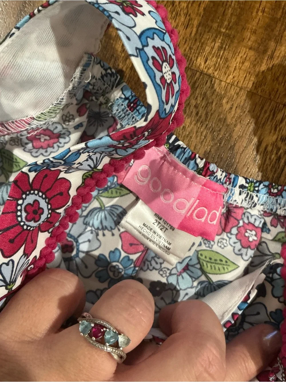 Goodlad 2T Girls Floral Pink and Blue Sundress